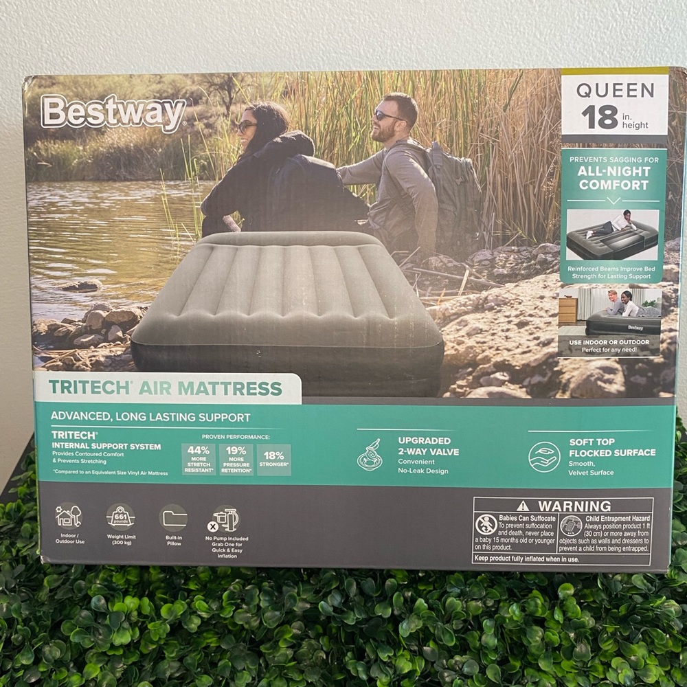Bestway: Tritech Queen 18”Air Mattress - Gray